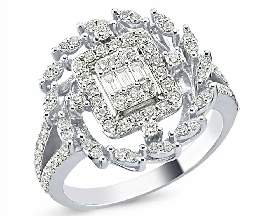 Пръстен бяло злато с Диаманти 0.80 карата